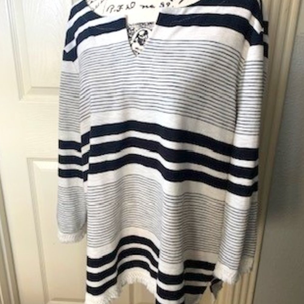 Talbots Blue and White Nautical Stripe Tunic XL